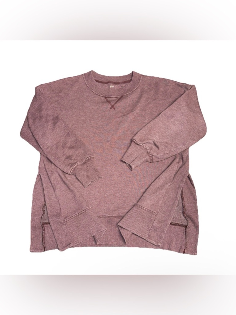 Aerie Crewneck Sweatshirt Burgundy Split Side Crew Neck Long Sleeve Womens Small